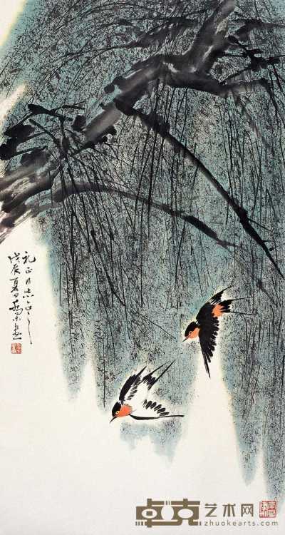 乔木 杨柳飞燕 立轴 90×48cm
